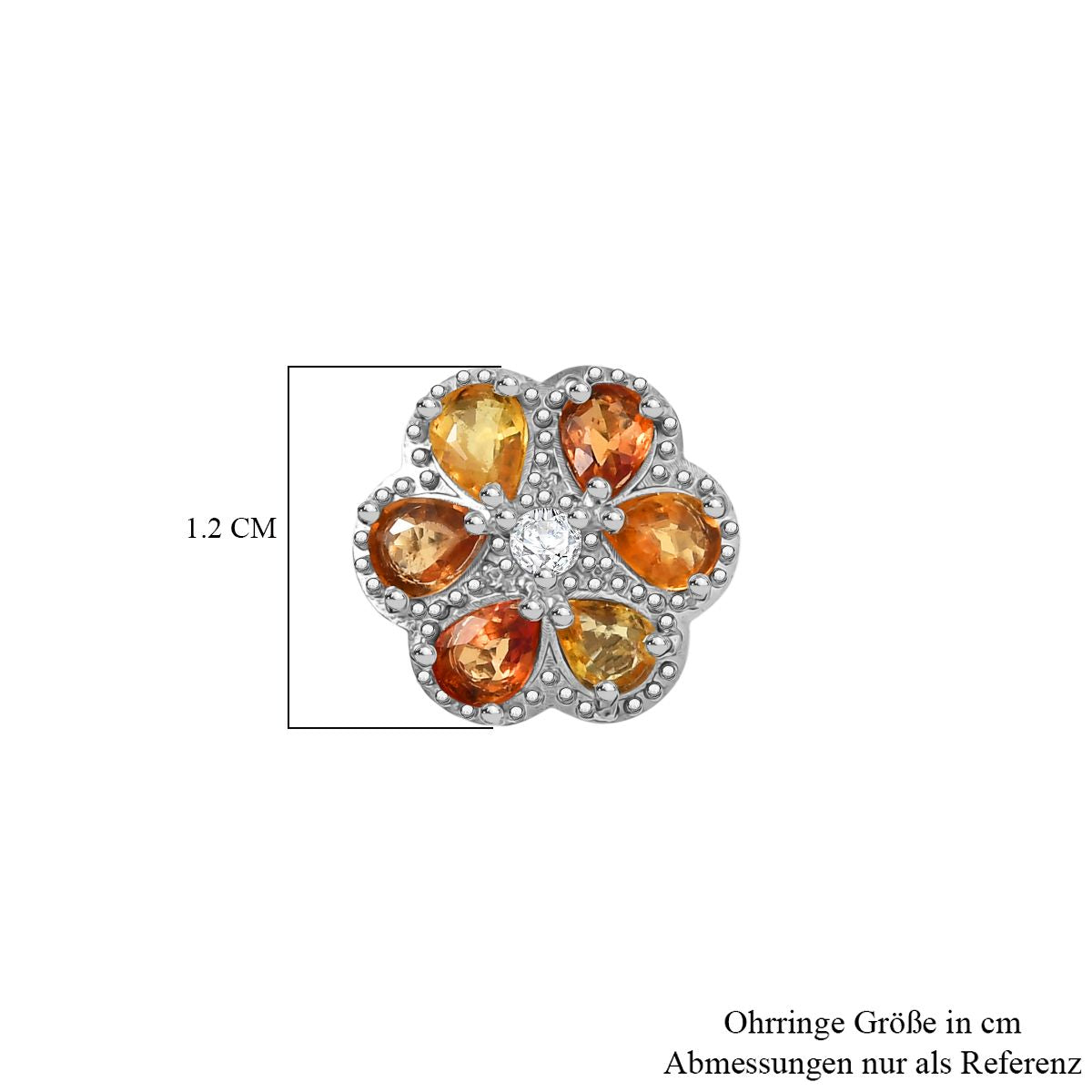AA Mehrfarbig Saphir, Weißer Zirkon Ohrringe Nickelfreies Messing ca. 2,59 ct.