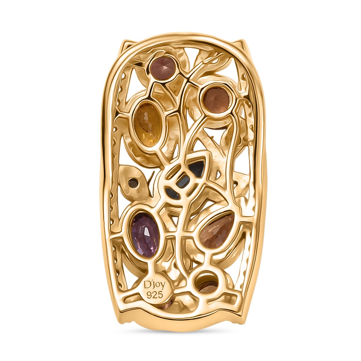 D'Joy AA Mehrfarbig Saphir, Weißer Zirkon Anhänger 925 Silber 750 Gelbgold Vermeil ca. 2.15 ct