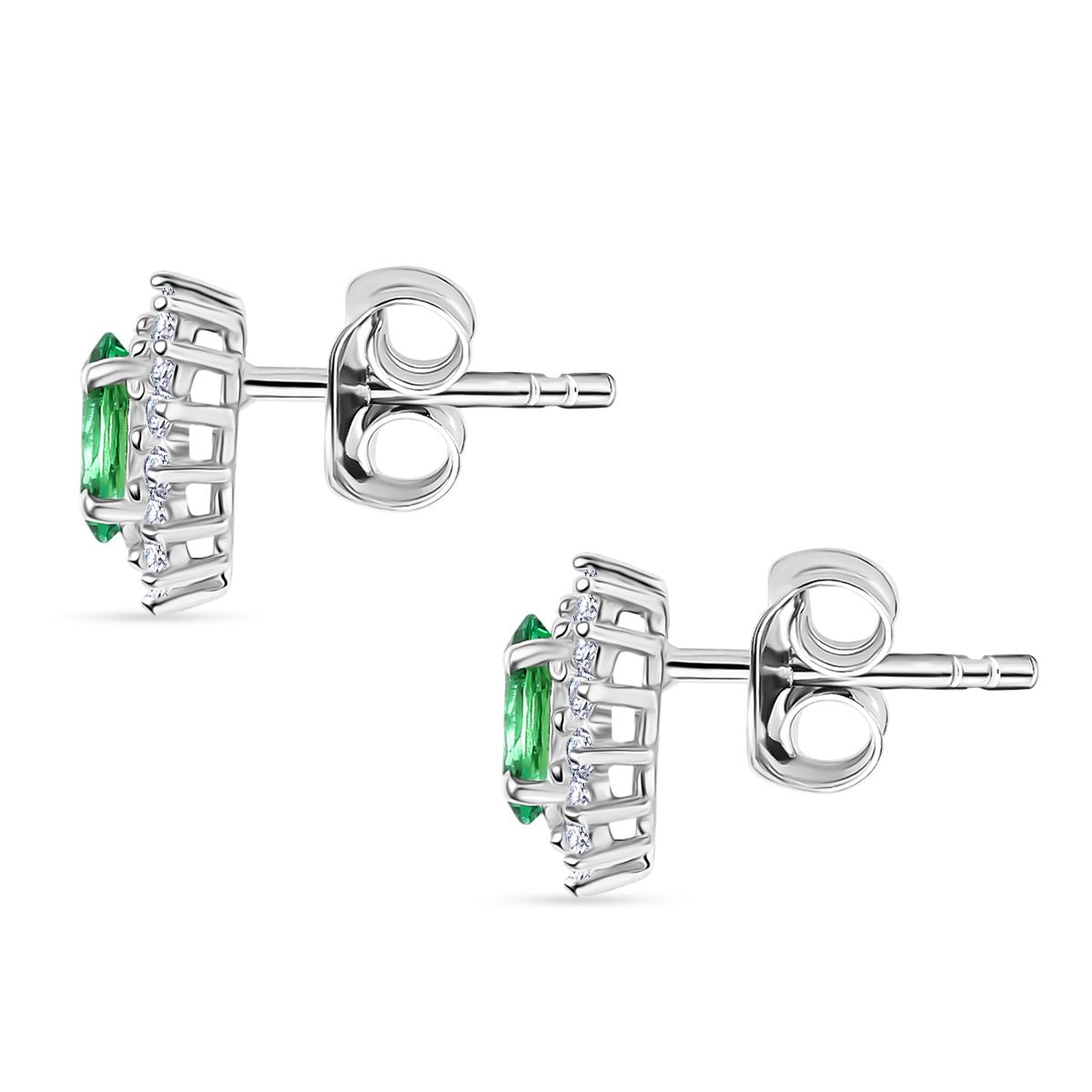Luxuriant - AAA Lab Grown Kolumbianischer Smaragd, Moissanit Ohrringe 925 Silber rhodiniert ca. 1.03 ct