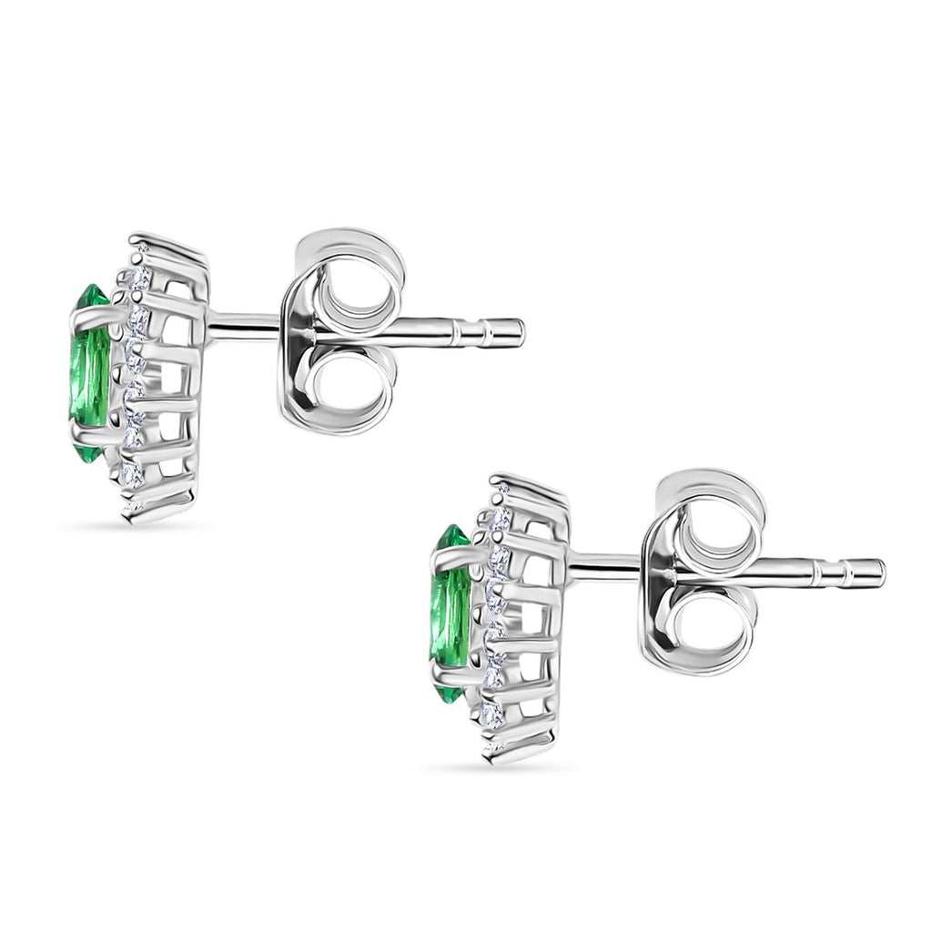 Luxuriant - AAA Lab Grown Kolumbianischer Smaragd, Moissanit Ohrringe 925 Silber rhodiniert ca. 1.03 ct