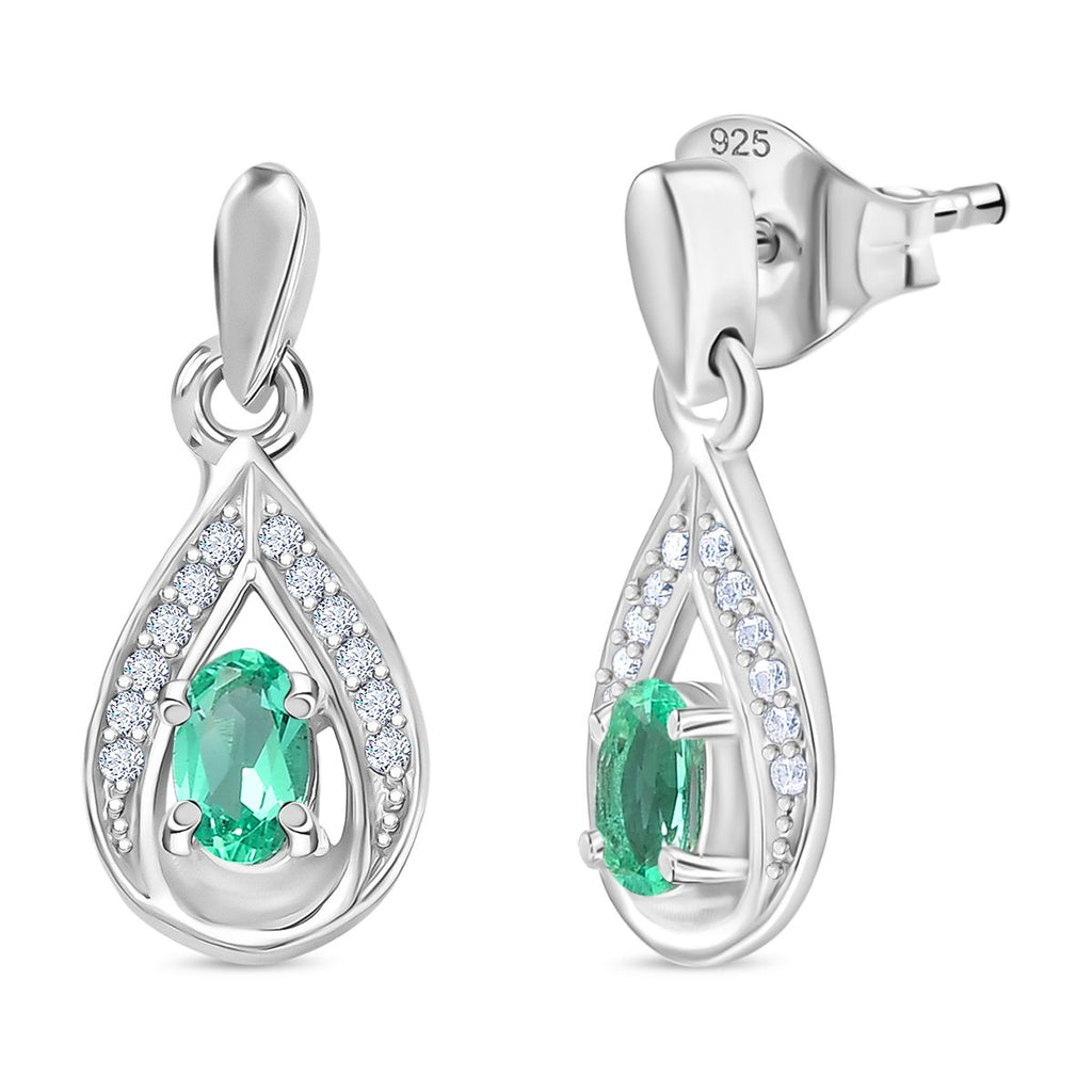 Luxuriant - AAA Lab Created Kolumbianischer Smaragd, Moissanit Ohrringe 925 Silber rhodiniert ca. 0,53 ct.