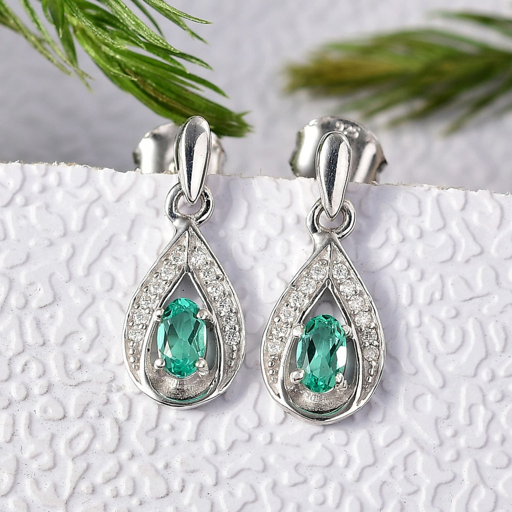 Luxuriant - AAA Lab Created Kolumbianischer Smaragd, Moissanit Ohrringe 925 Silber rhodiniert ca. 0,53 ct.