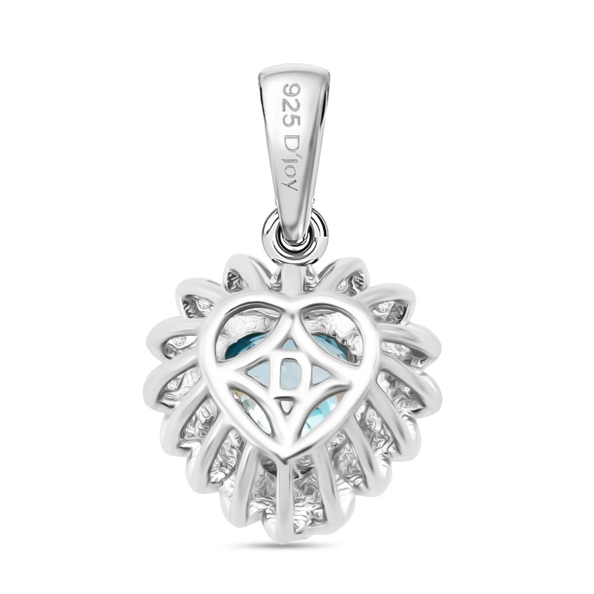 D'Joy AA Blauer Zirkon, Weißer Zirkon Anhänger 925 Silber rhodiniert ca. 1.51 ct