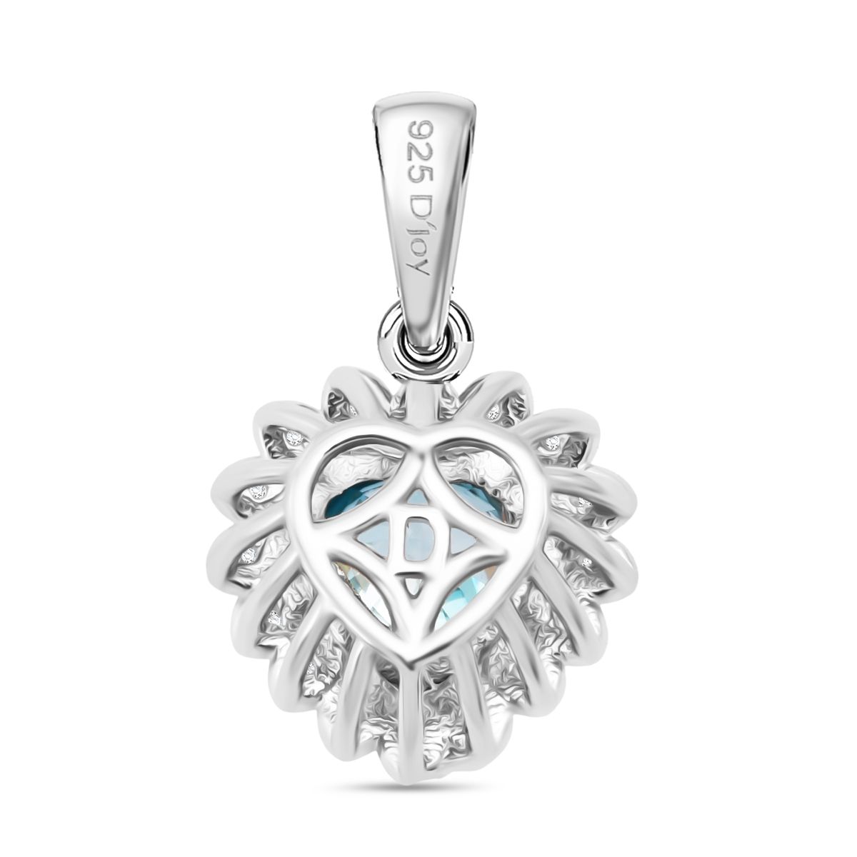 D'Joy AA Blauer Zirkon, Weißer Zirkon Anhänger 925 Silber rhodiniert ca. 1.51 ct