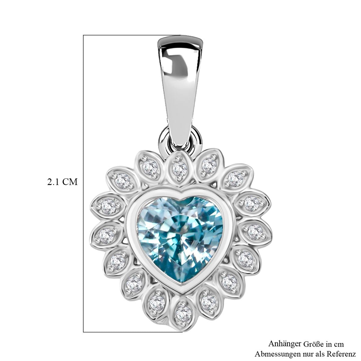 D'Joy AA Blauer Zirkon, Weißer Zirkon Anhänger 925 Silber rhodiniert ca. 1.51 ct