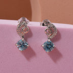 D'Joy AA Blauer Zirkon, Weißer Zirkon Ohrringe 925 Silber rhodiniert ca. 1.84 ct