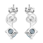 D'Joy AA Blauer Zirkon, Weißer Zirkon Ohrringe 925 Silber rhodiniert ca. 1.84 ct