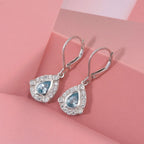 D'Joy Blauer Zirkon, Weißer Zirkon Ohrringe 925 Silber rhodiniert ca. 1.89 ct