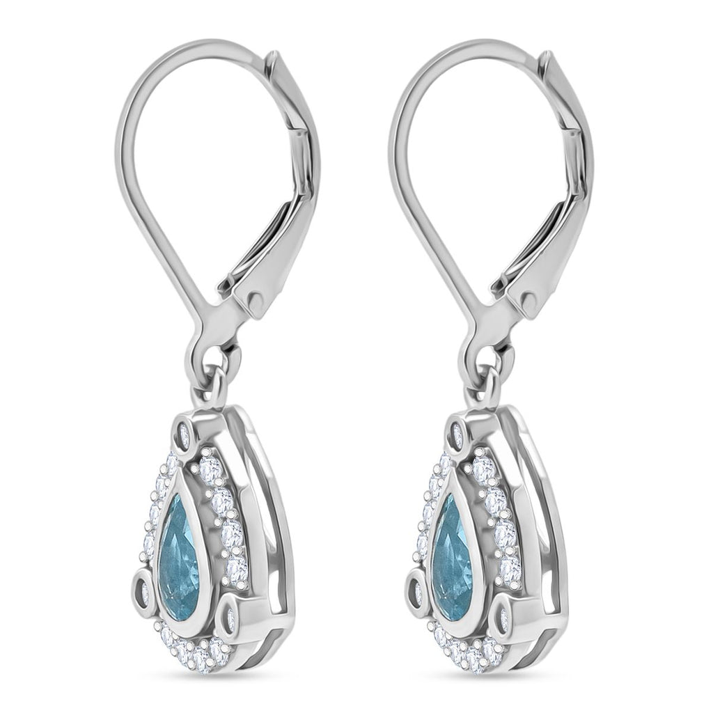 D'Joy Blauer Zirkon, Weißer Zirkon Ohrringe 925 Silber rhodiniert ca. 1.89 ct