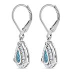 D'Joy Blauer Zirkon, Weißer Zirkon Ohrringe 925 Silber rhodiniert ca. 1.89 ct