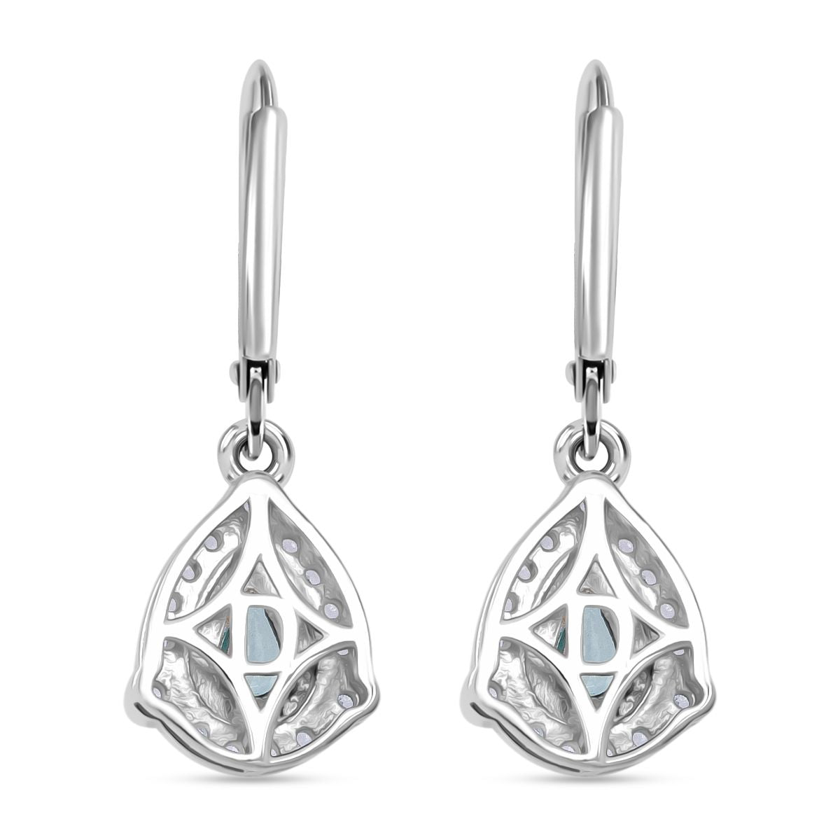 D'Joy Blauer Zirkon, Weißer Zirkon Ohrringe 925 Silber rhodiniert ca. 1.89 ct