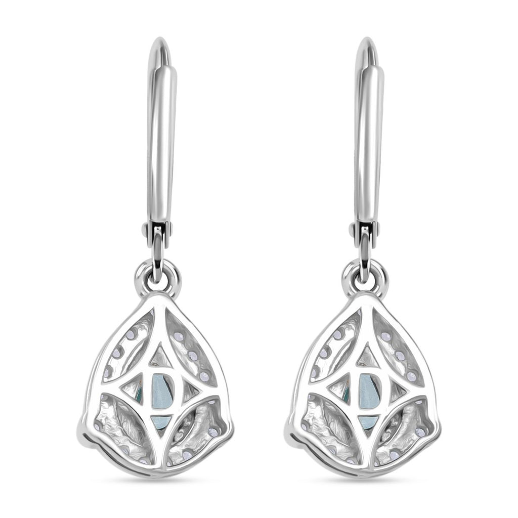 D'Joy Blauer Zirkon, Weißer Zirkon Ohrringe 925 Silber rhodiniert ca. 1.89 ct