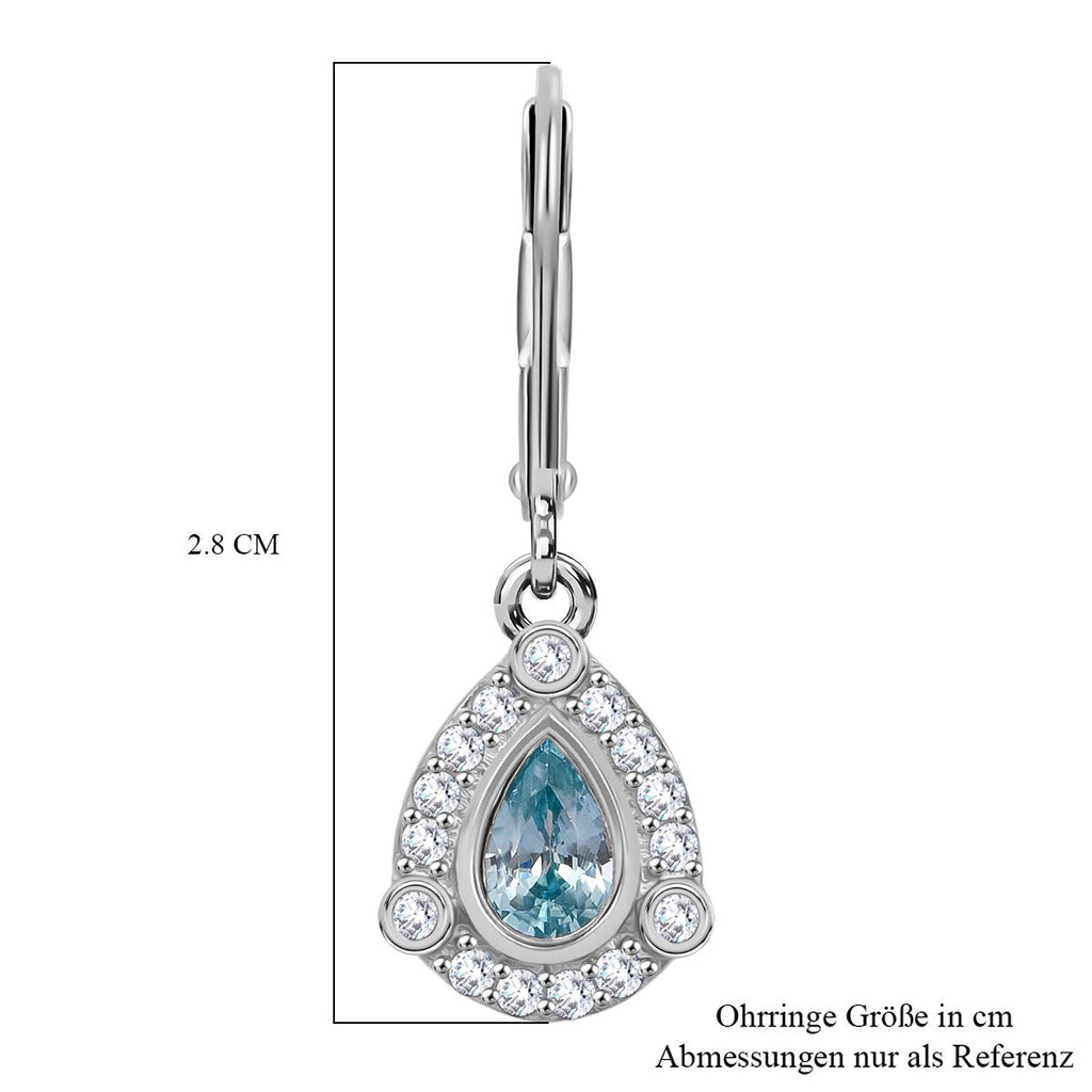 D'Joy Blauer Zirkon, Weißer Zirkon Ohrringe 925 Silber rhodiniert ca. 1.89 ct