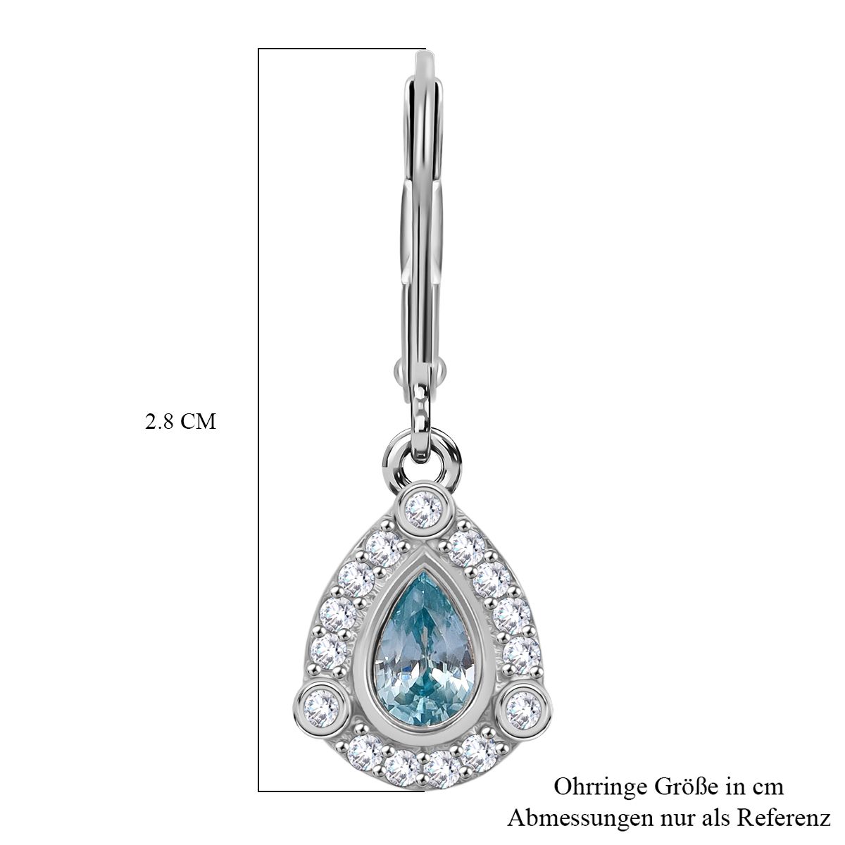D'Joy Blauer Zirkon, Weißer Zirkon Ohrringe 925 Silber rhodiniert ca. 1.89 ct