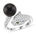 D'Joy Shungit, Natürlicher Chromdiopsid Ring 925 Silber Rhodiniert (Größe 16.00) ca. 6,96 ct
