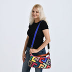 Chaos by Elsie Echtleder Crossbody mit RFID, Krokoprägung Rauten, 32 x 12.5 x 22 cm, Mehrfarbig
