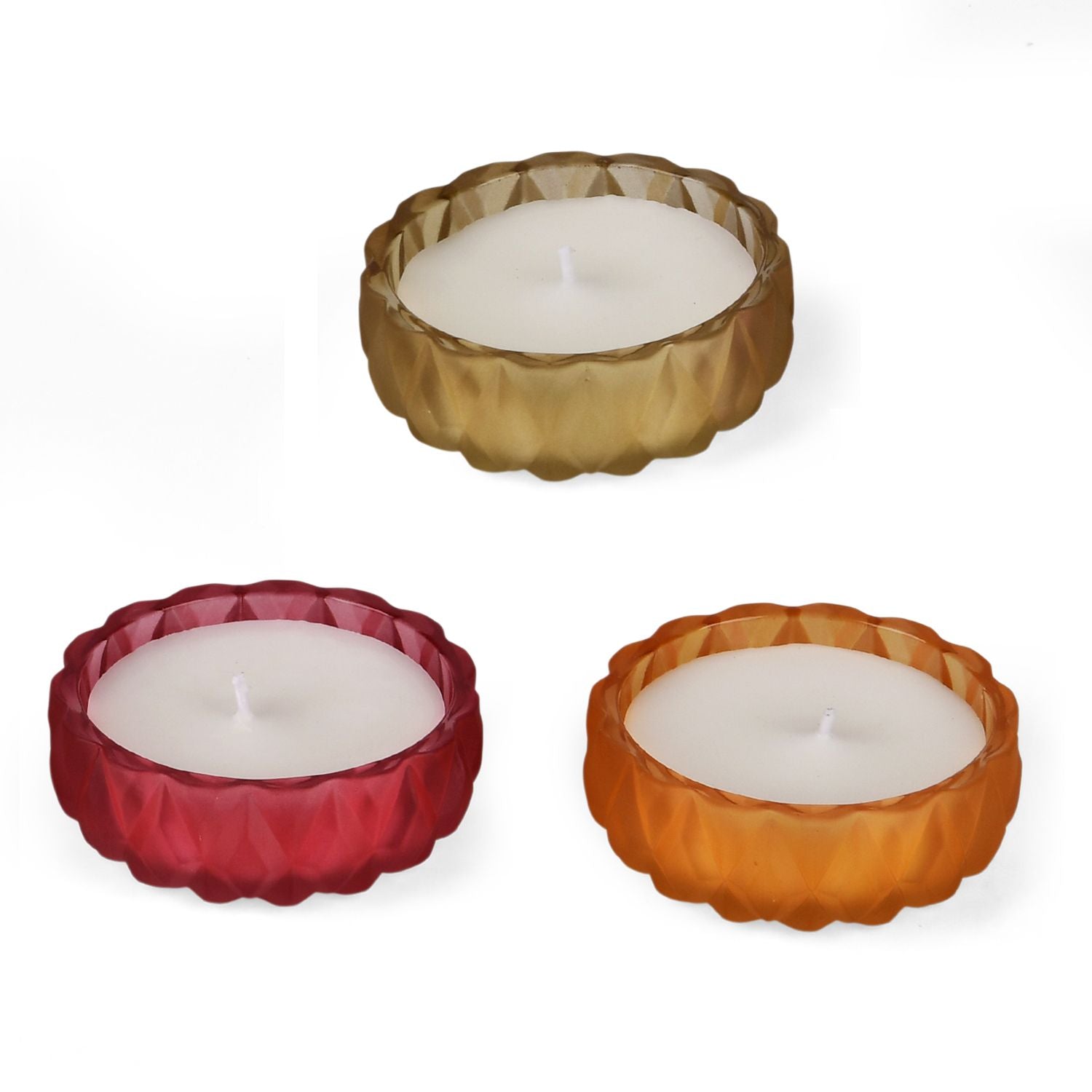 3er Set - Duftkerze Glass, je 50gr - 15 Std. Brenndauer - 3 ml Ätherische Öl, Erdbeere, Französischer Kaffee, Pfirsichblütenhonig