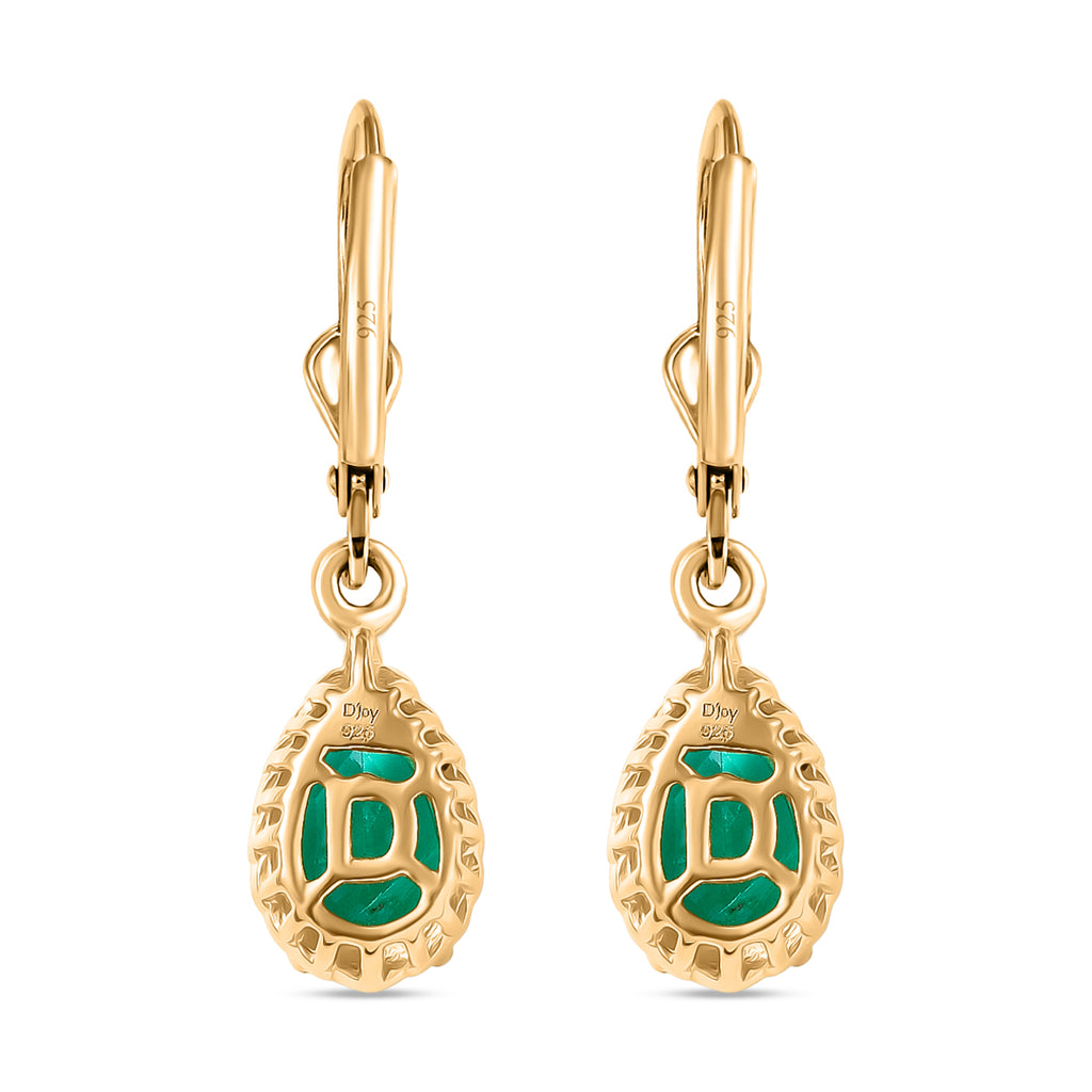 D'Joy Smaragd-Quarz Triplette Ohrringe 925 Silber 750 Gelb Vergoldet ca. 3.01 ct