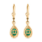 D'Joy Smaragd-Quarz Triplette Ohrringe 925 Silber 750 Gelb Vergoldet ca. 3.01 ct