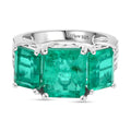 D'Joy Smaragd-Quarz Triplette Ring 925 Silber rhodiniert (Größe 17.00) ca. 7,16 ct