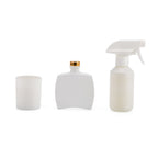 Kerzenset mit Duftstäbchen und Raumspray, Weiß, 5 % Parfümanteil, Raumspray 100 ml, Duftkerze im weißen Glas mit 100 g Paraffinwachs, Duftnote:  Tropische Früchte