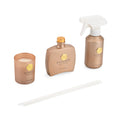 Kerzenset mit Duftstäbchen und Raumspray, Gold, 5 % Parfümanteil, Raumspray 100 ml, Duftkerze im weißen Glas mit 100 g Paraffinwachs, Duftnote: Champagner
