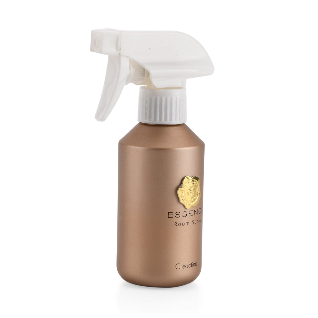 Kerzenset mit Duftstäbchen und Raumspray, Gold, 5 % Parfümanteil, Raumspray 100 ml, Duftkerze im weißen Glas mit 100 g Paraffinwachs, Duftnote: Champagner