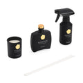 Kerzenset mit Duftstäbchen und Raumspray, Schwarz, 5 % Parfümanteil, Raumspray 100 ml, Duftkerze im Glas mit 100 g Paraffinwachs, Duftnote: English Pear & Freesia