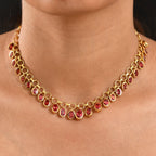D'joy Lab Grown Padparadscha-Saphir Halskette ca. 45 cm 925 Silber 750 Gelbgold Vermeil ca. 20.52 ct