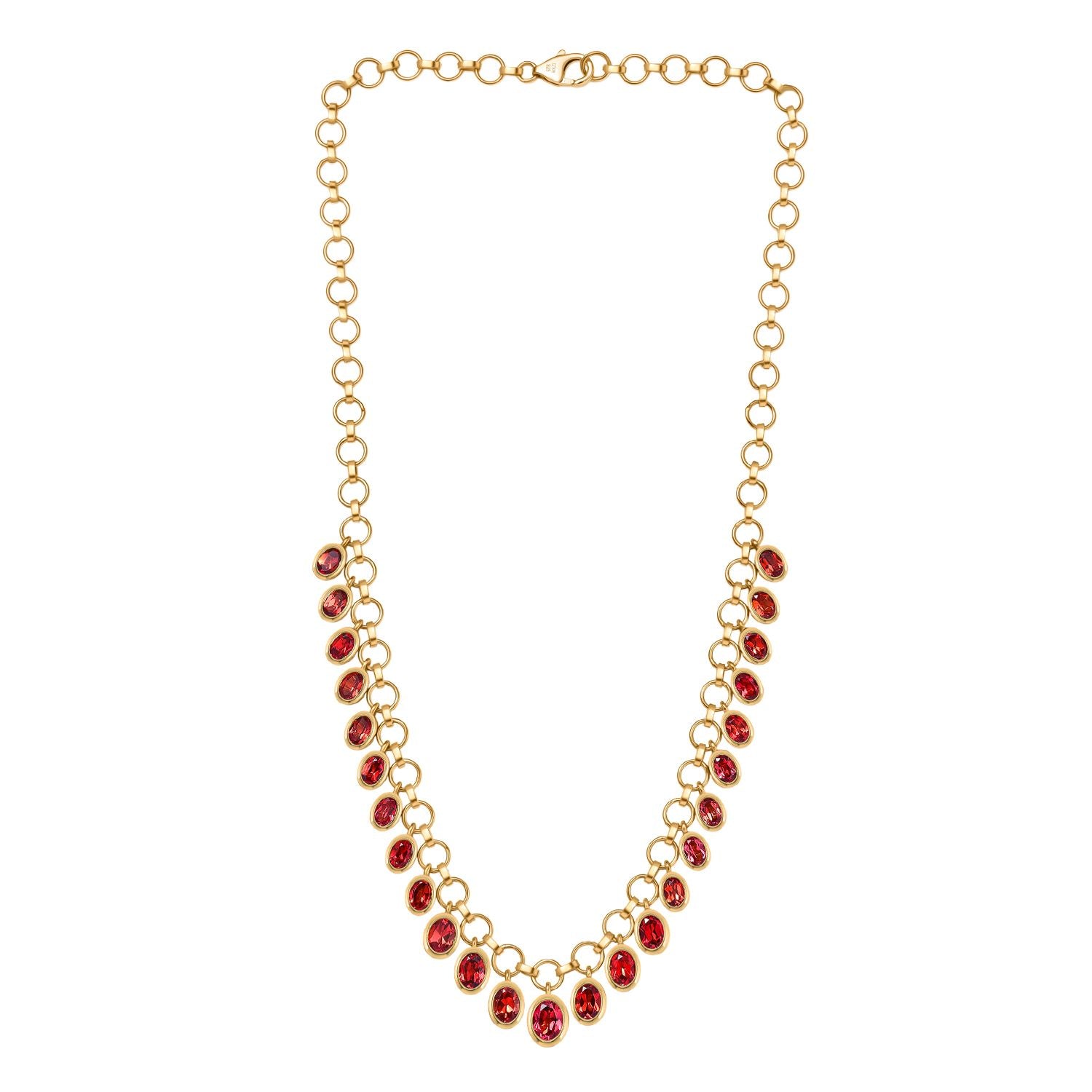 D'joy Lab Grown Padparadscha-Saphir Halskette ca. 45 cm 925 Silber 750 Gelbgold Vermeil ca. 20.52 ct