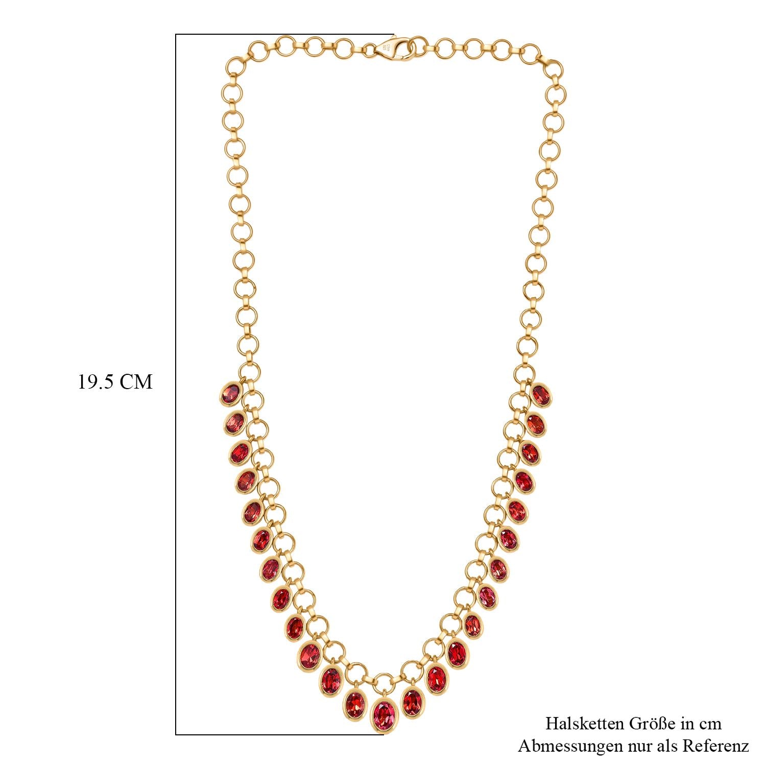 D'joy Lab Grown Padparadscha-Saphir Halskette ca. 45 cm 925 Silber 750 Gelbgold Vermeil ca. 20.52 ct