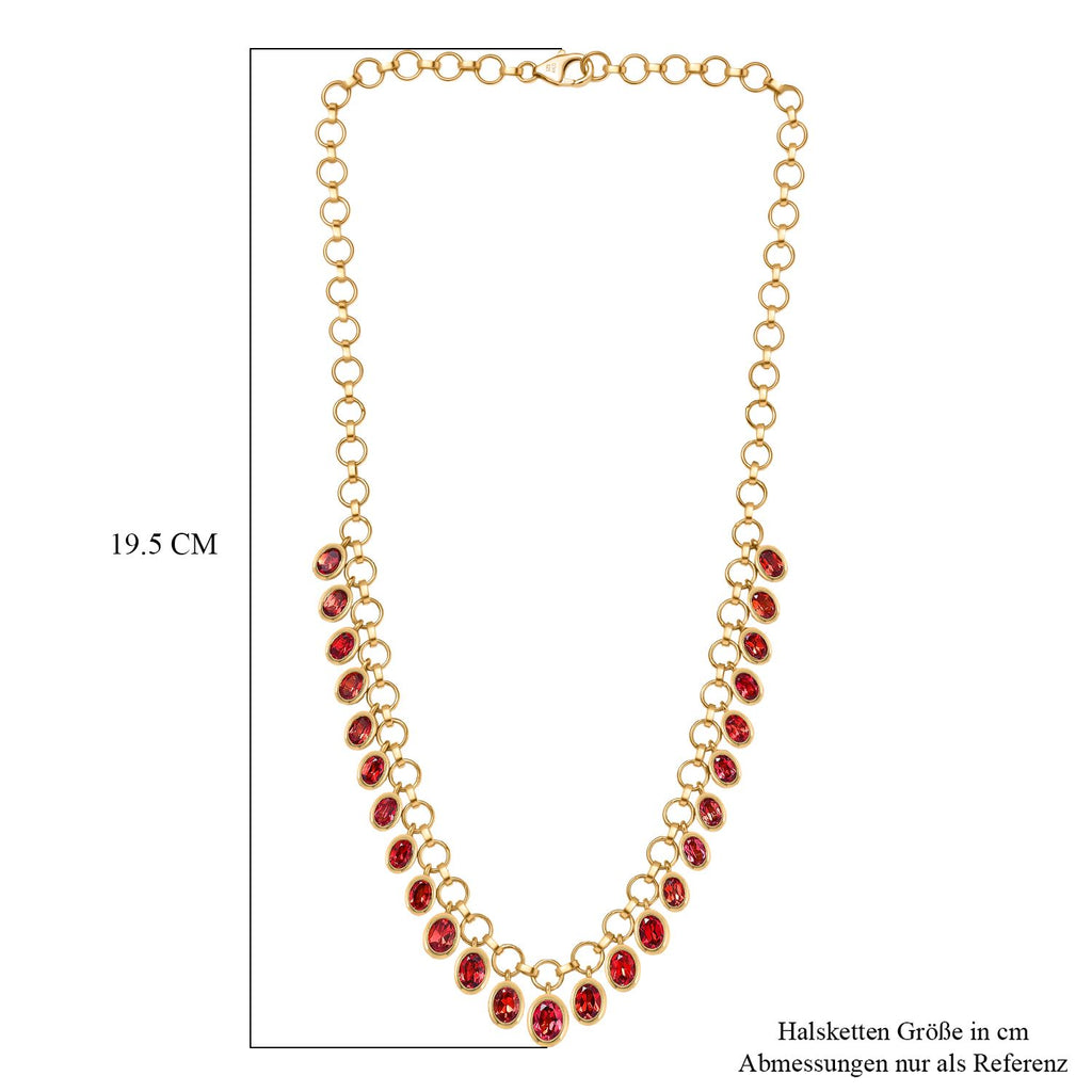 D'joy Lab Grown Padparadscha-Saphir Halskette ca. 45 cm 925 Silber 750 Gelbgold Vermeil ca. 20.52 ct