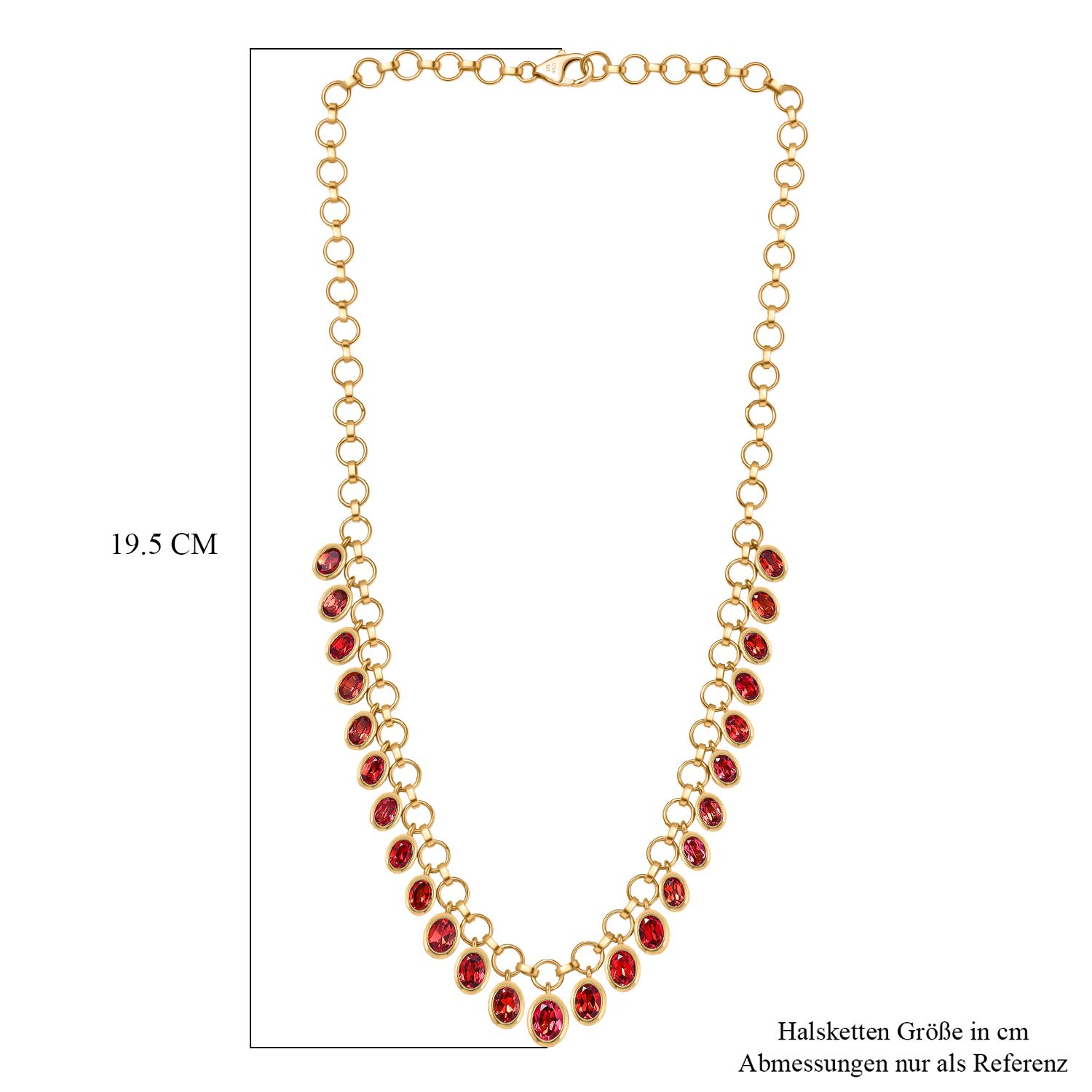 D'joy Lab Grown Padparadscha-Saphir Halskette ca. 45 cm 925 Silber 750 Gelbgold Vermeil ca. 20.52 ct