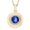D'Joy Aurora Mondstein, Weißer Zirkon Anhänger 925 Silber 750 Gelb Vergoldet ca. 2.61 ct