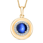 D'Joy Aurora Mondstein, Weißer Zirkon Anhänger 925 Silber 750 Gelb Vergoldet ca. 2.61 ct
