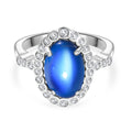 D'Joy Aurora Mondstein, Weißer Zirkon Ring 925 Silber rhodiniert (Größe 18.00) ca. 4,05 ct