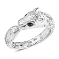 D'Joy Royal Bali Ceylon-Saphir Panther Ring 925 Silber (Größe 17.00)