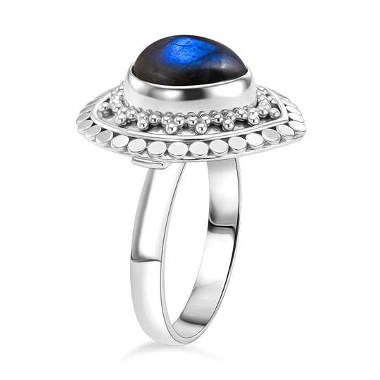 D'Joy Labradorit Ring 925 Silber (Größe 21.00) ca. 6.50 ct