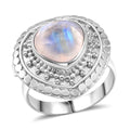 D'Joy Royal Bali Premium Regenbogen Mondstein Ring 925 Silber (Größe 16.00) ca. 6.85 ct