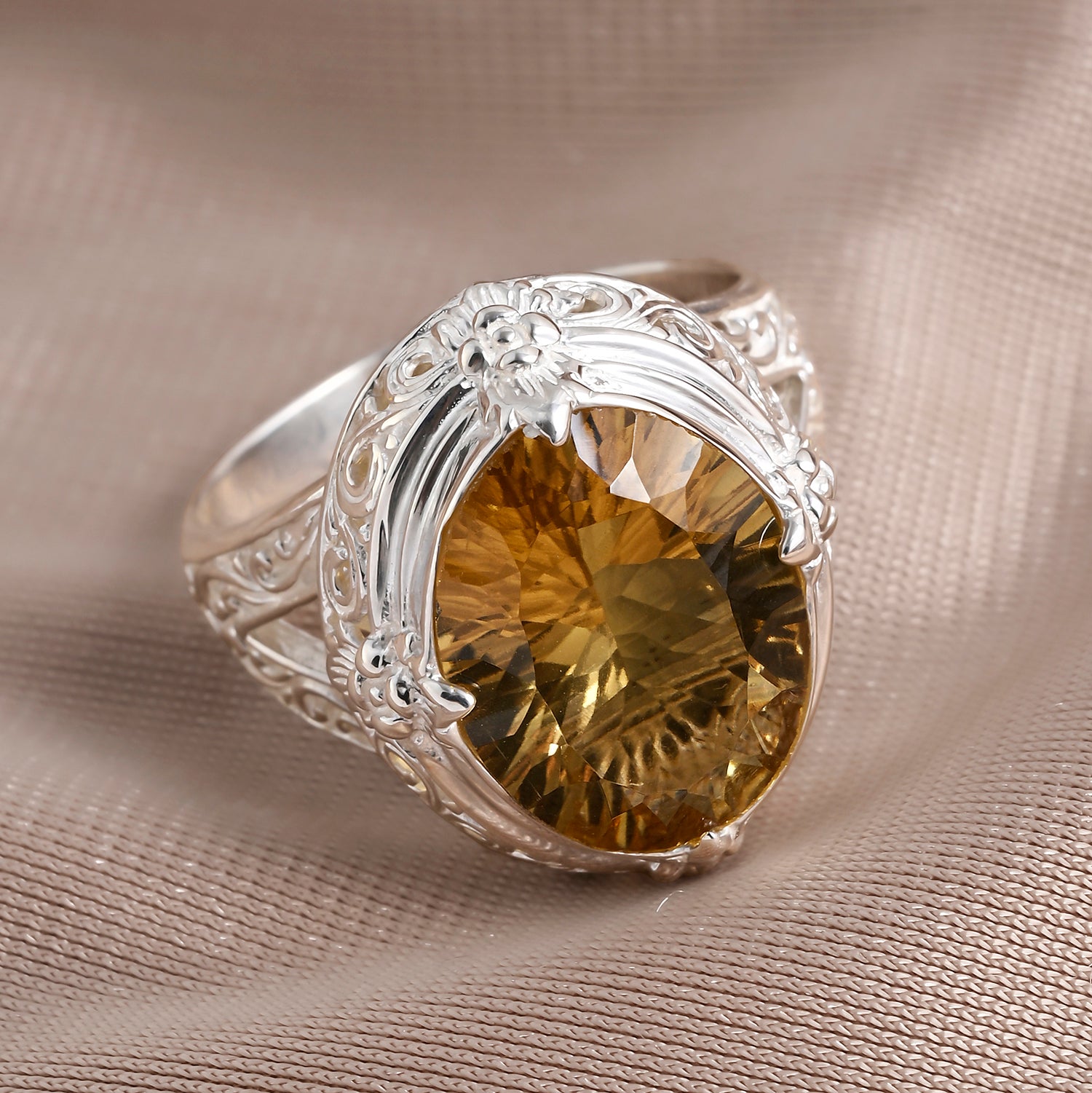 D'Joy AA Citrin (16x12mm) Ring 925 Silber (Größe 21.00) ca. 8.48 ct