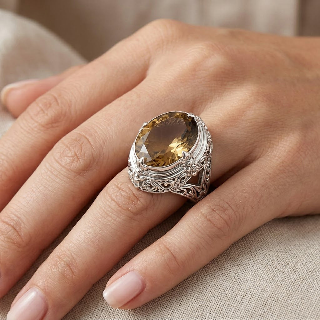 D'Joy AA Citrin (16x12mm) Ring 925 Silber (Größe 21.00) ca. 8.48 ct