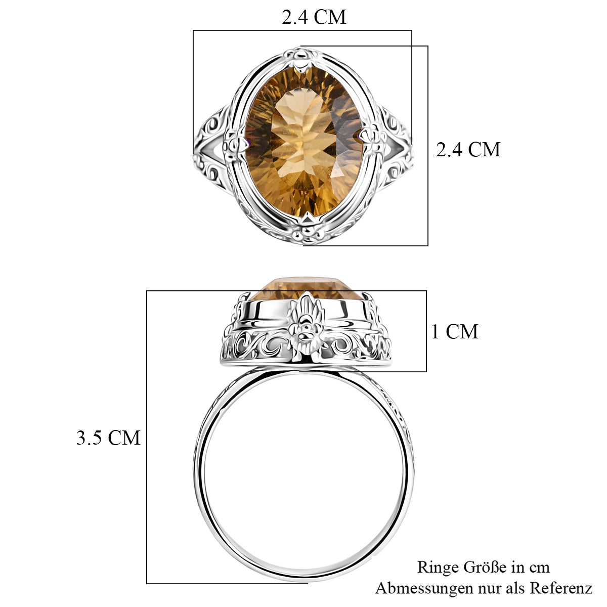 D'Joy AA Citrin (16x12mm) Ring 925 Silber (Größe 21.00) ca. 8.48 ct