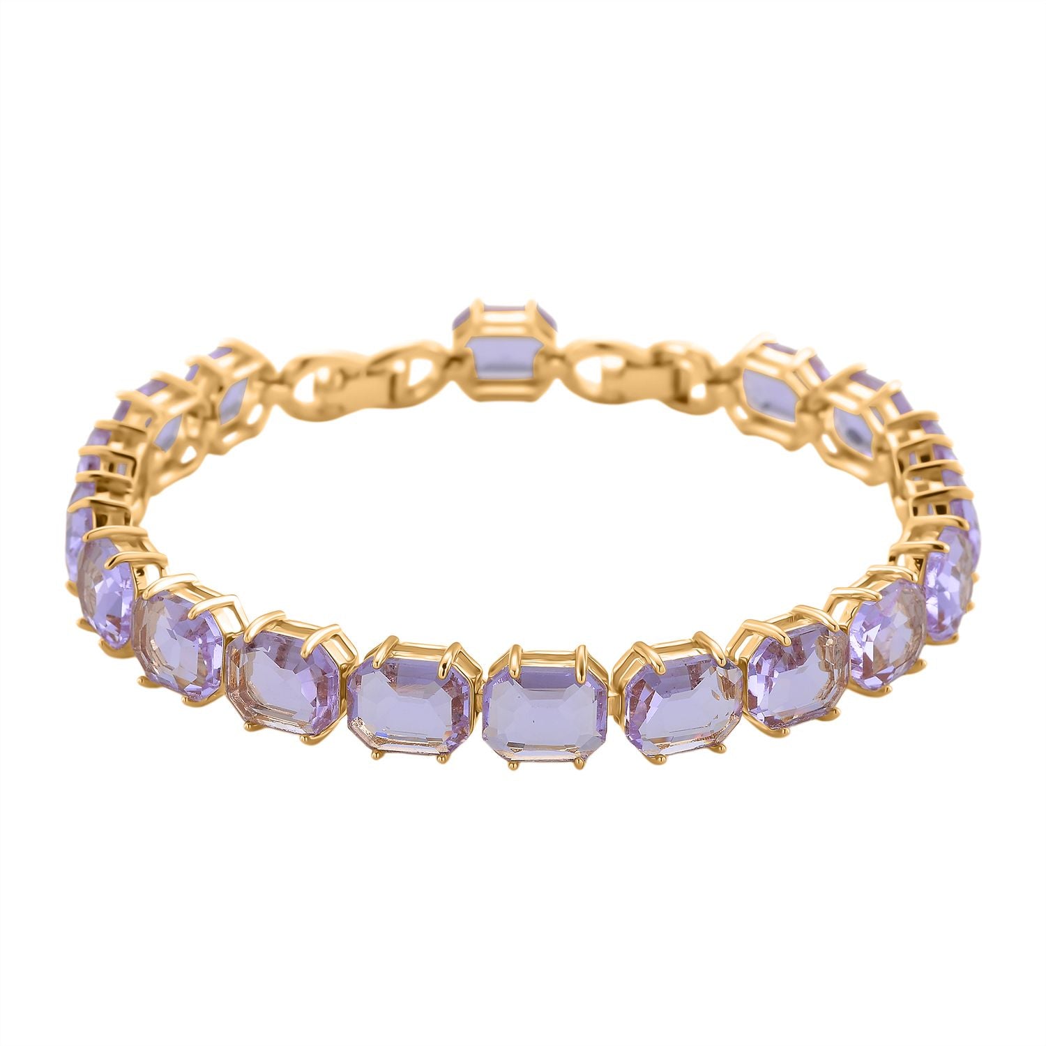 Lila Kristall Armband, ca. 19 cm, Nickelfreies Messing