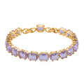 Lila Kristall Armband, ca. 19 cm, Nickelfreies Messing