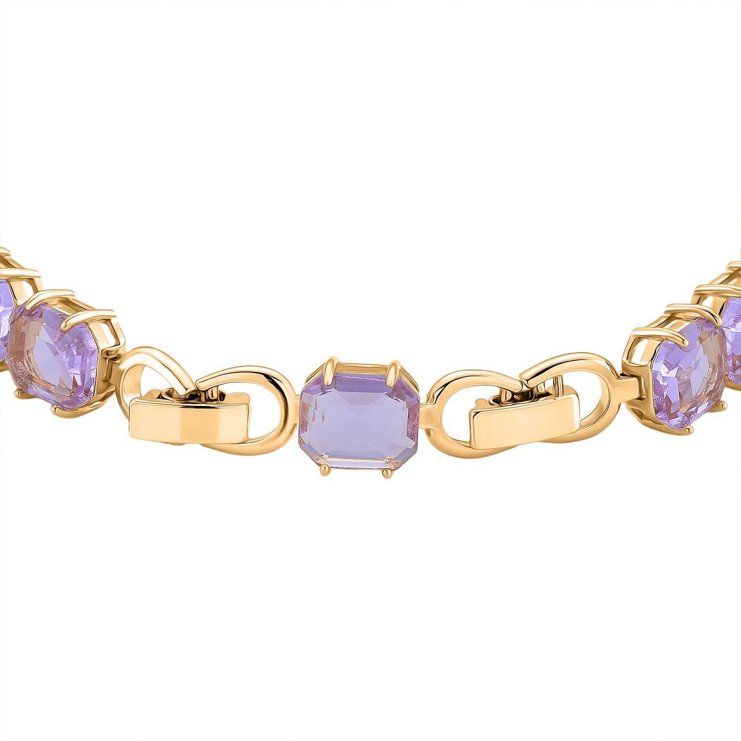 Lila Kristall Armband, ca. 19 cm, Nickelfreies Messing