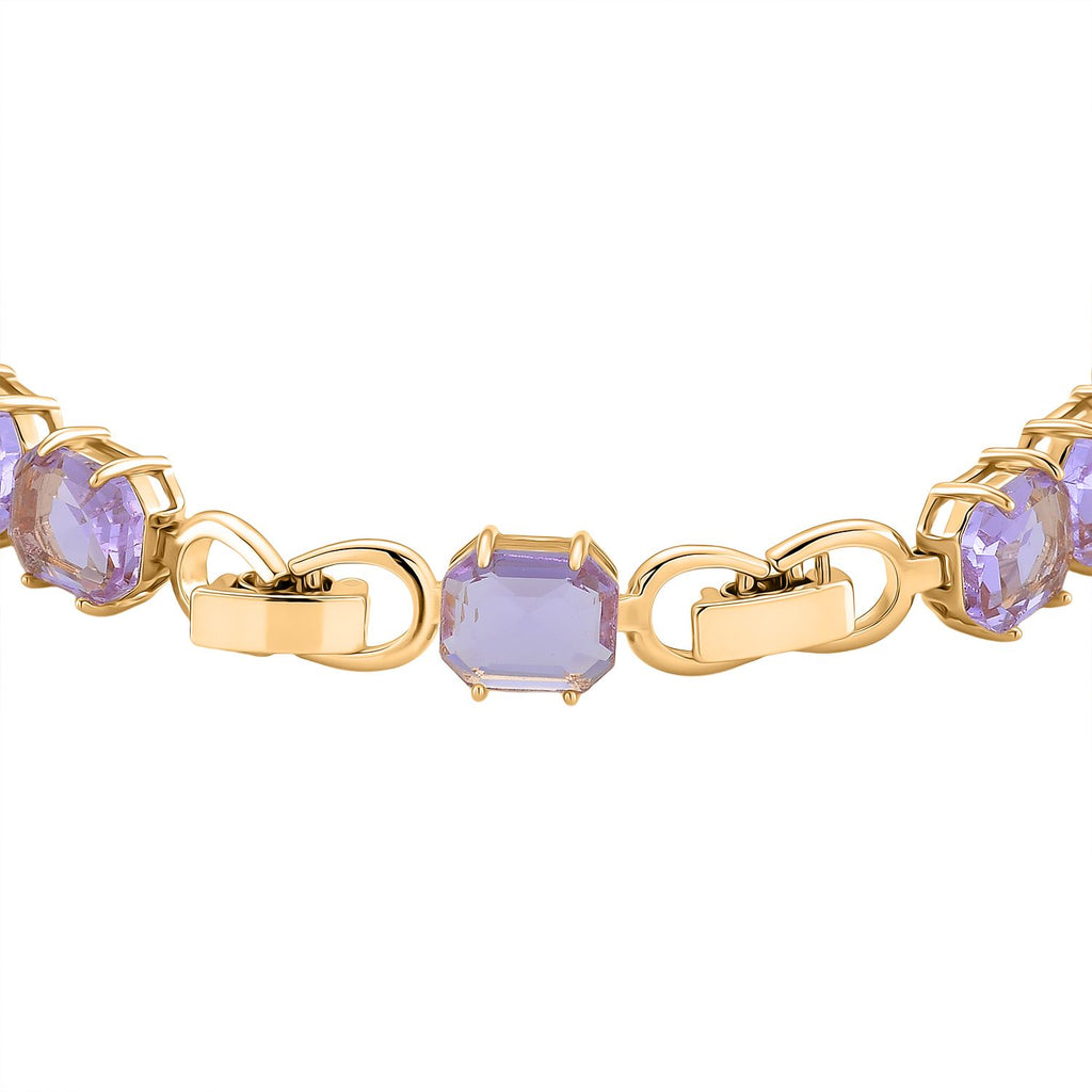 Lila Kristall Armband, ca. 19 cm, Nickelfreies Messing