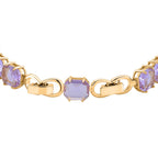 Lila Kristall Armband, ca. 19 cm, Nickelfreies Messing
