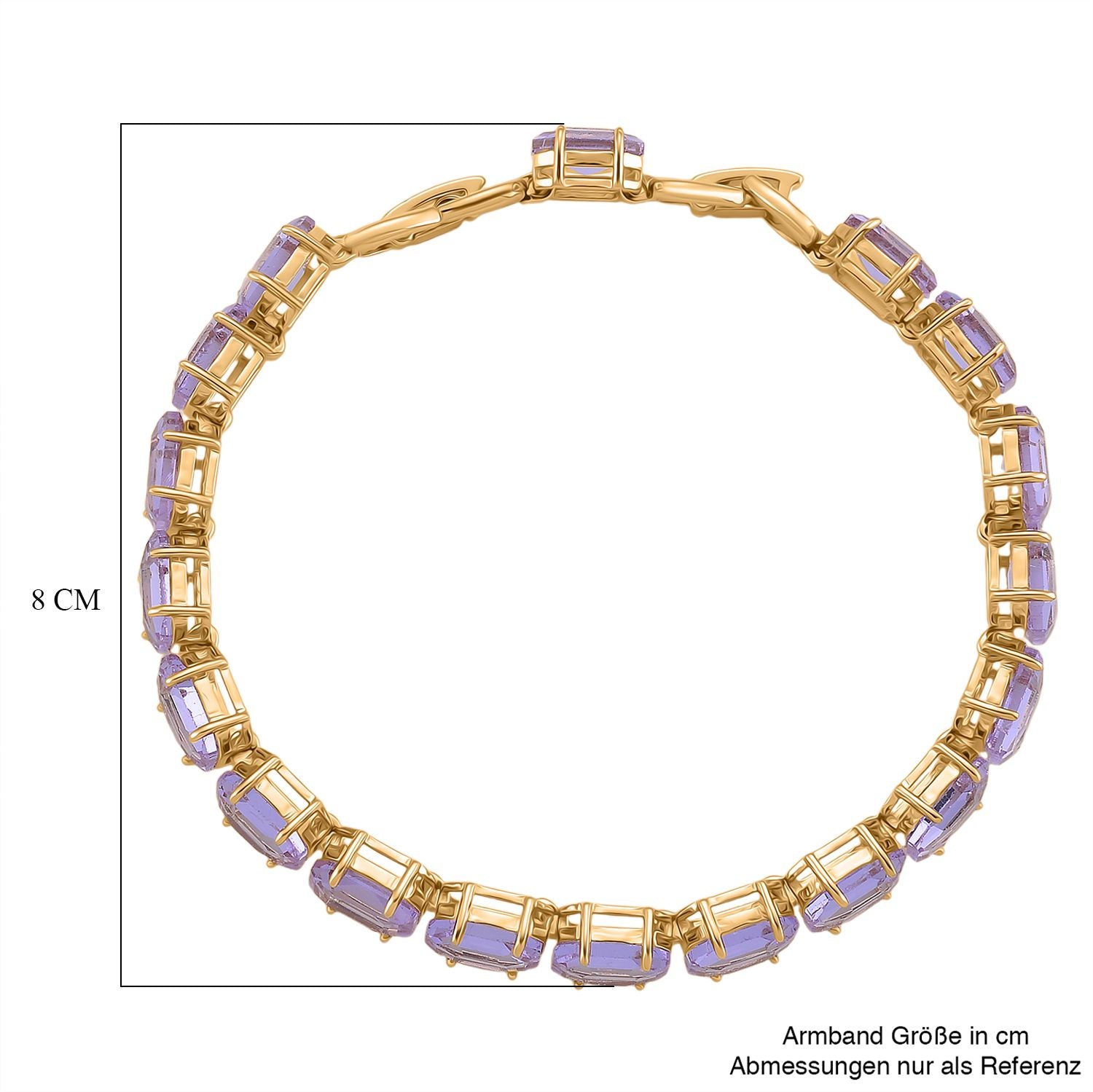 Lila Kristall Armband, ca. 19 cm, Nickelfreies Messing