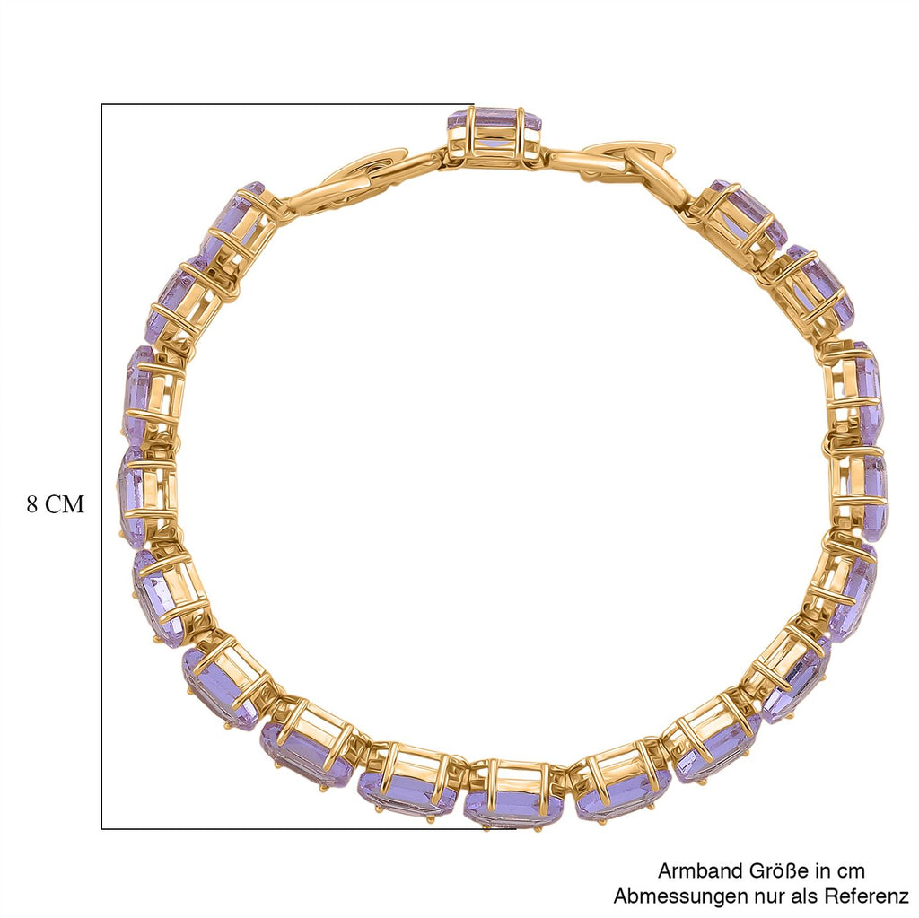 Lila Kristall Armband, ca. 19 cm, Nickelfreies Messing