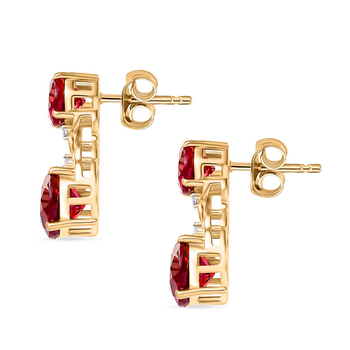 D'joy Lab Grown Padparadscha-Saphir Ohrringe 925 Silber 750 Gelbgold Vermeil ca. 8.28 ct